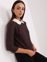 Hurt Czarna krótka bluzka wizytowa z kołnierzem