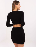 Czarny komplet z rozpinaną bluzką RUE PARIS 