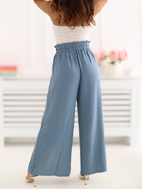 Ciemnoniebieskie spodnie wide leg z rozcięciami