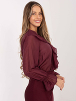 Burgundowa koszula z rękawem typu dzwon