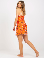 Pomarańczowa damska koszula nocna z nadrukiem z dekoltem typu V