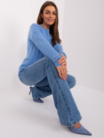 Hurt Niebieski damski sweter klasyczny we wzory