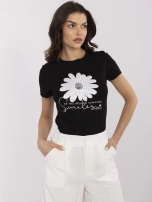 Czarny damski t-shirt z cekinami 