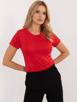 Hurt Czerwona damska bluzka wizytowa w dżety