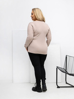 Beżowa bluzka plus size z dekoltem V