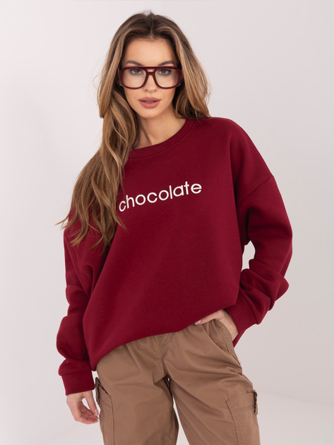 Bordowa dresowa bluza oversize z haftem RUE PARIS