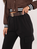 Hurtownia Czarne spodnie cargo z kieszeniami OCH BELLA