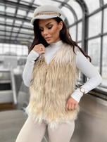 Beżowa damska kamizelka futrzana Romi