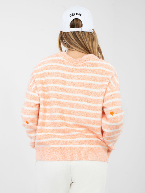 Pomarańczowy damski sweter z okrągłym dekoltem