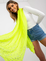 Fluo żółta zwiewna chusta z aplikacją z dżetów