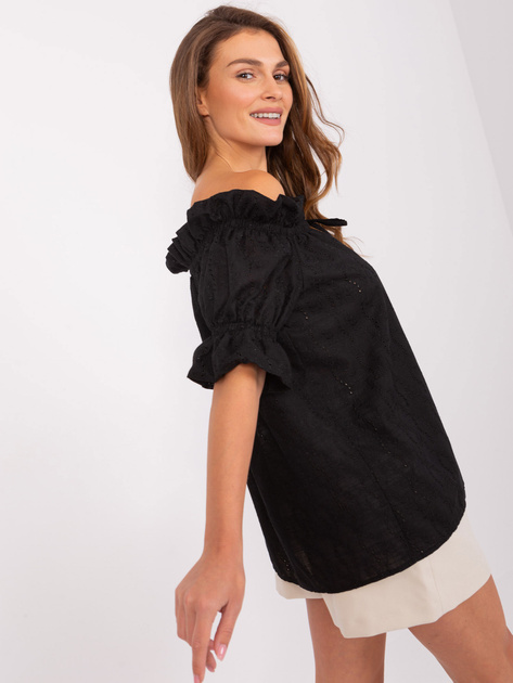 Hurt Czarna damska bluzka hiszpanka z wiązaniem