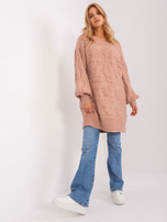 Hurt Brudnoróżowa sukienka dzianinowa z warkoczami