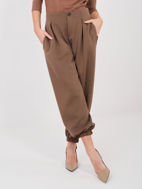 Brązowe dresowe spodnie ze ściągaczami