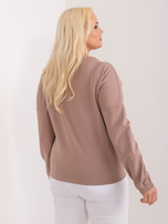 Hurt Jasnobrązowa gładka bluzka plus size z kieszenią