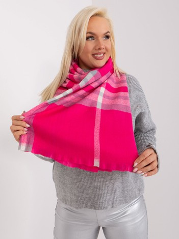 Wholesale Pink-gray long scarf with fringes.