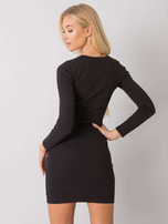 Hurt Czarna dopasowana sukienka w prążek z guzikami RUE PARIS