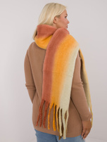 Hurt Beżowo-pomarańczowy długi szal damski ombre z frędzlami
