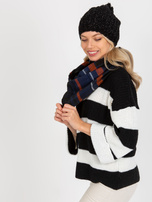 Hurt Granatowo-pomarańczowy komin z nadrukiem w kratę  