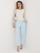 Jasnoniebieskie materiałowe spodnie z wysokim stanem