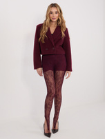 Burgundowe koronkowe legginsy z zakładką na palec