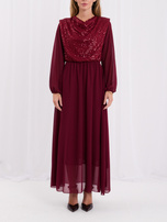 RUE PARIS Burgundy maxi dress for the holidays.