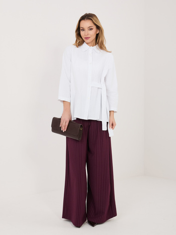 Biała sztruksowa koszula z kołnierzykiem RUE PARIS 