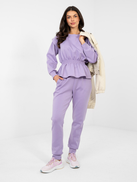 Liliowy dwuczęściowy komplet z baskiną RUE PARIS