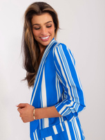 Wholesale dark blue-ecru blazer without fastening.