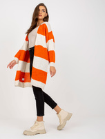 Hurt Ecru-pomarańczowy luźny kardigan z dzianiny OCH BELLA 