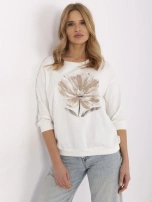 Ecru bawełniana bluzka z aplikacjami 