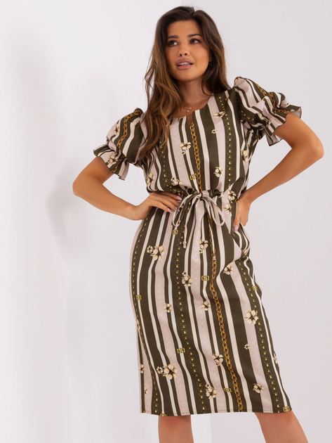 Hurt Khaki sukienka z printem i krótkim rękawem