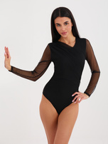 Czarne siateczkowe body z podszewką