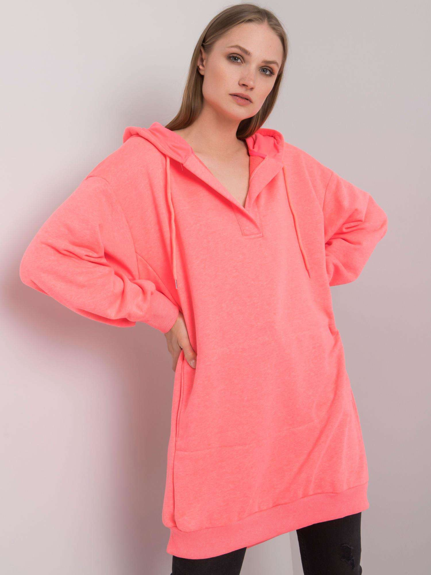 Fluo różowa bluza z kapturem Olive