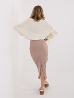 Dark beige ribbed basic skirt RUE PARIS.