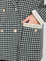 Czarno-zielona dwurzędowa marynarka w kratkę 