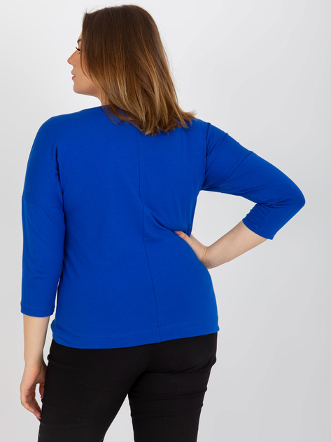 Hurt Ciemnoniebieska damska bluzka plus size z nadrukiem