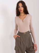 Hurt Beżowa bluzka z usztywnianym dekoltem BASIC FEEL GOOD