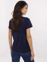 Granatowy damski t-shirt z nadrukiem