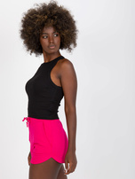 Czarny prążkowany top basic bez rękawów