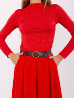 Czerwona elegancka spódnica z paskiem