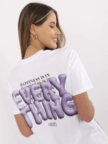 Biało-fioletowy bawełniany t-shirt FRESH MADE