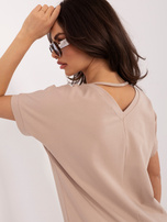 Beżowa bluzka z dekoltem na plecach RUE PARIS 