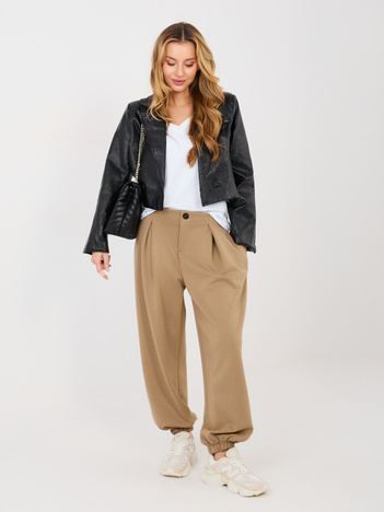 Ciemnobeżowe spodnie z miękkiego materiału