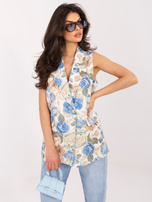 Niebieska garniturowa kamizelka w kwiaty