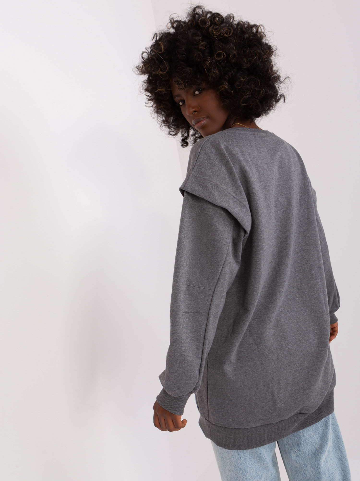 Ciemnoszara długa bluza o kroju oversize