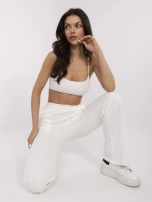 Ecru dresowe spodnie basic z bawełny