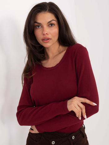 Bordowa bawełniana bluzka w prążek