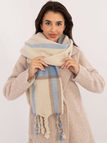 Hurtownia online Jasnobeżowy ciepły szal w kratę