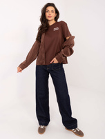 Ciemnobrązowy bawełniany t-shirt z nadrukiem SUBLEVEL 