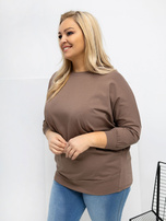 Ciemnobeżowa bawełniana bluzka plus size